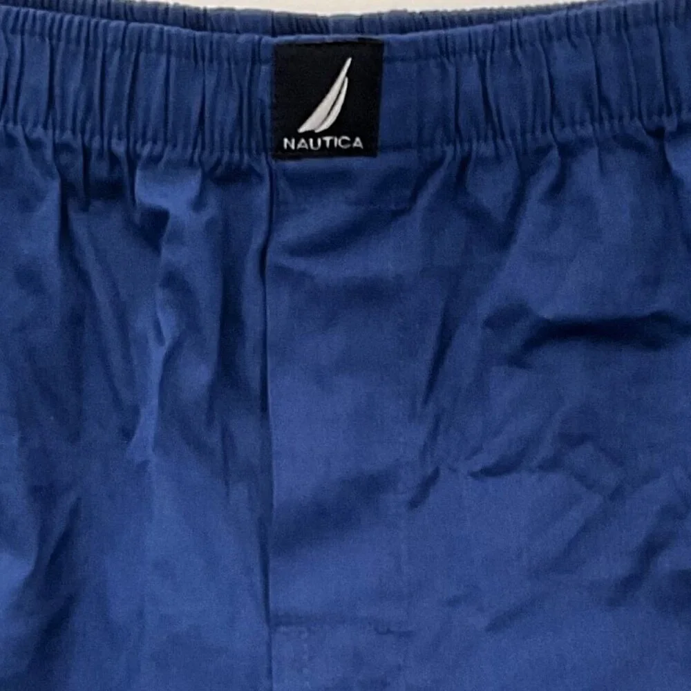 Nautica Men's Classic Cotton Woven Boxer Shorts Blue Size XL